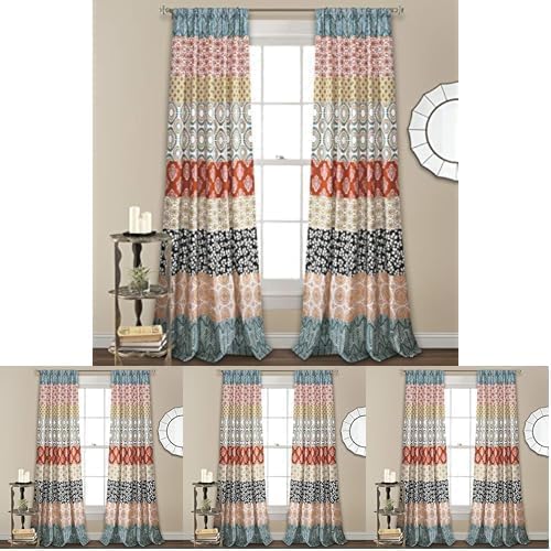 Lush Decor Bohemian Stripe Curtains, Turquoise/Orange by LushDecor