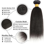 28 28 28 Inch Yaki Straight Bundles Color 1B Kinky Straight Human Hair Bundle Brazilian Virgin Remy Hair Extensions Niegmeag Double Weft Soft and Silky Natural Black Yaki Bundle 300g