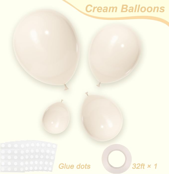 RUBFAC Cream Balloons Different Sizes 5/10/12/18 Inch - Image 2