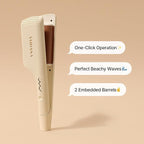 VODANA Professional Triple Flow Ceramic Hair Waver - Easy Beach Waves with Embedded Double Barrel Wave Iron. Experience Instant Heat, Long-Lasting Performance, and Quick Heat Up. (1.25 inch, Brown)