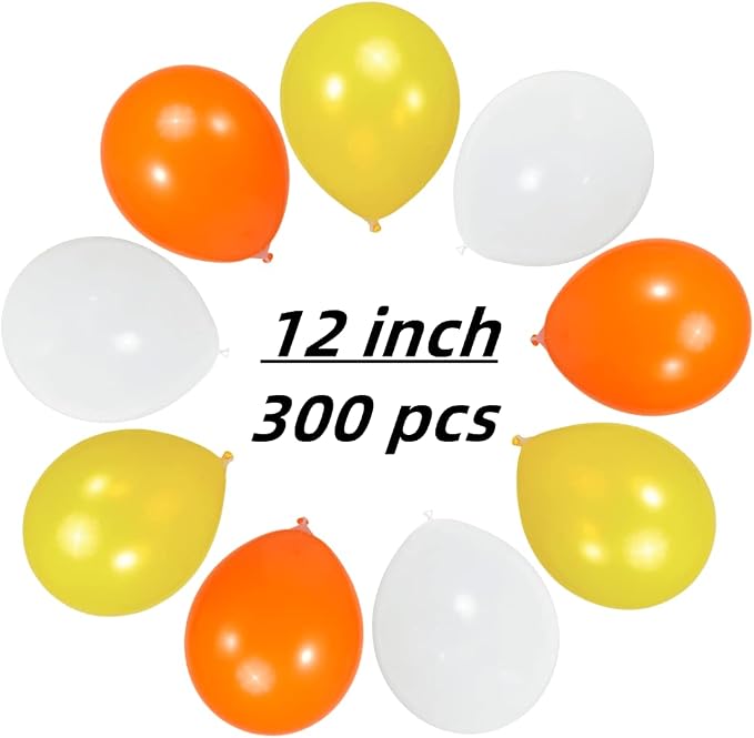 300 Pack Yellow Orange White Balloons 100 of each of the 3 colors 12 inch - Image 2