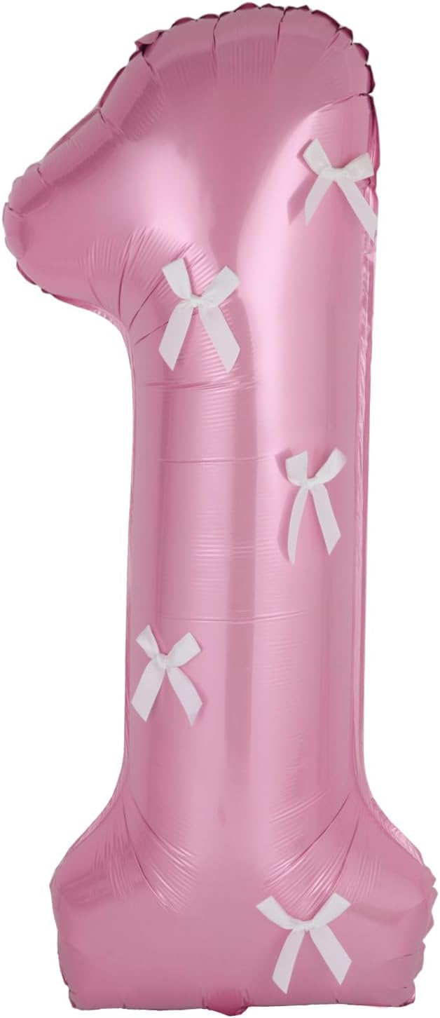 40 Inch Number Balloons with Bow Coquette Birthday Decorations Giant Number 1 by Unknown