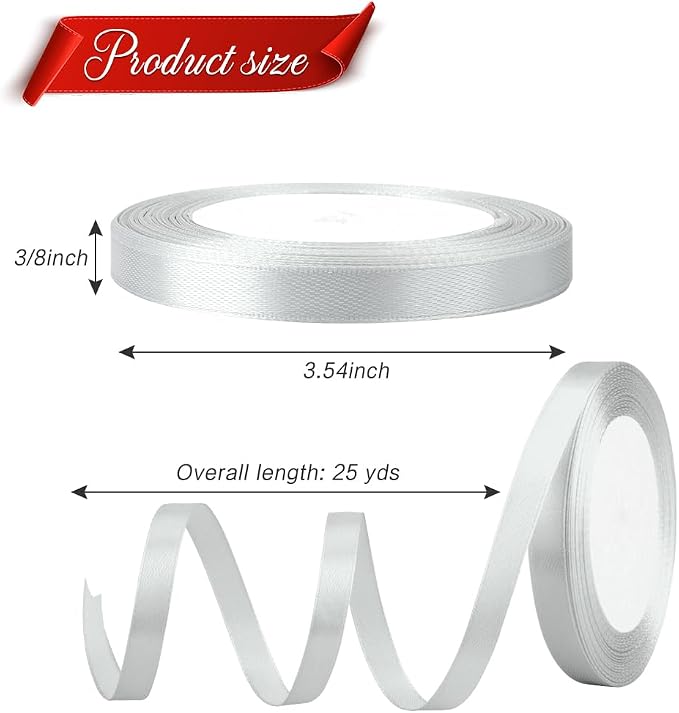 Silver Ribbon for Gift Wrapping Fabric Satin Ribbon 3/8 Inch Silver Ribbons for - Image 2