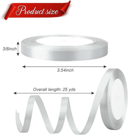 Silver Ribbon for Gift Wrapping Fabric Satin Ribbon 3/8 Inch Silver Ribbons for - Image 2