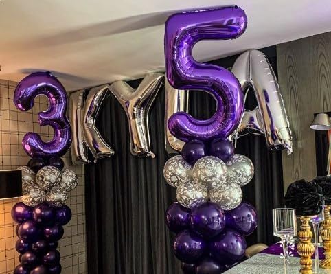 Purple Number 3 Balloon 40 inch, Balloon numbers party supplies, deco photo - Image 3