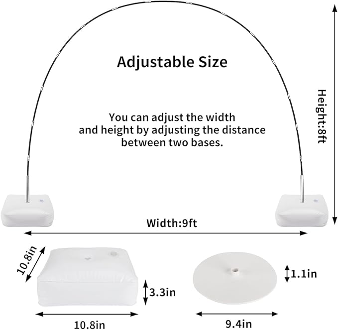 RUBFAC Balloon Arch Kit, 8ft Tall & 9ft Wide Adjustable Balloon Arch Frame Stand - Image 3