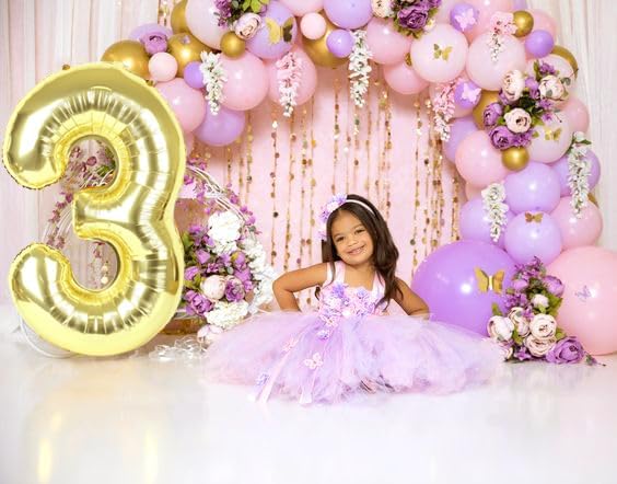 3 Balloon Number 40 Inch Light Gold Balloons - Image 2