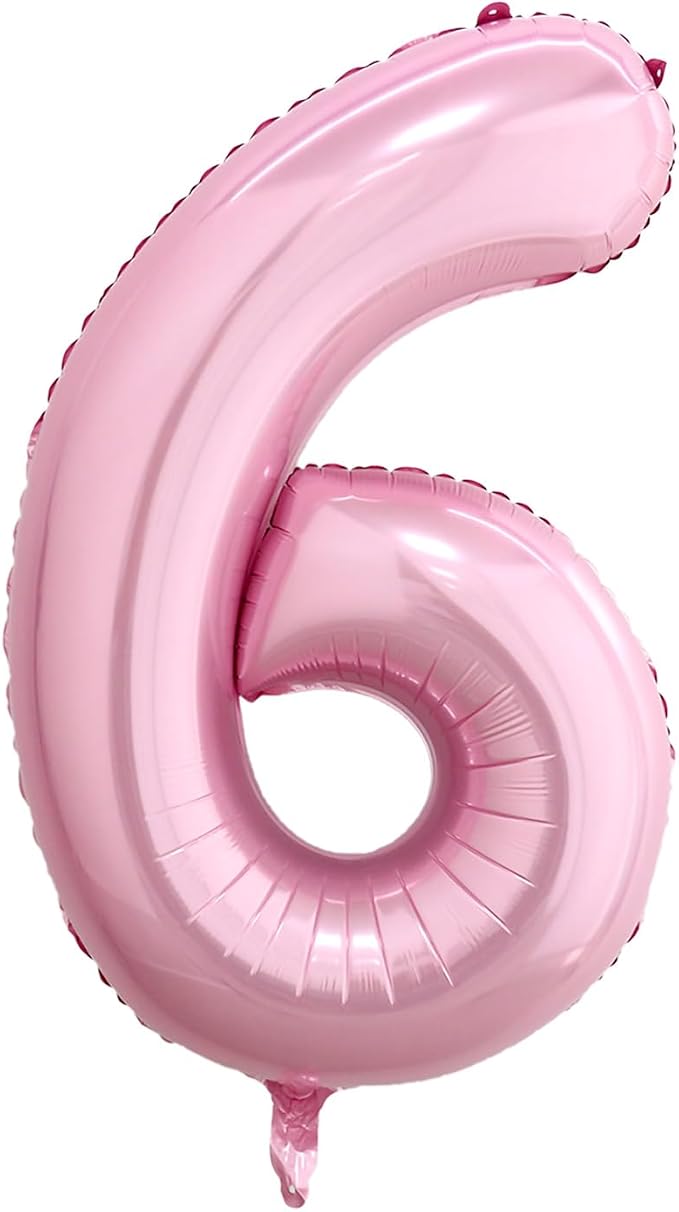 40 Inch Pink Number 6 Balloon, Giant Number Balloons, Birthday Decorations | by Unknown