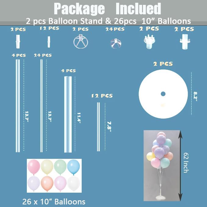 Leesoot 2 Sets 62inch Macarons Floor Balloon Column Kit Stand - Image 2