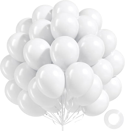 100 Pack White Balloons 12 inch, Baby Shower, Wedding Party Decorations by FOTIOMRG