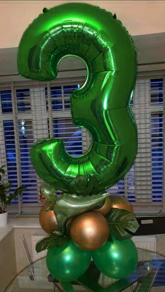 Green Number 3 Balloon 40 Inch, 3rd Birthday Party Decorations Men Women | Foil - Image 2
