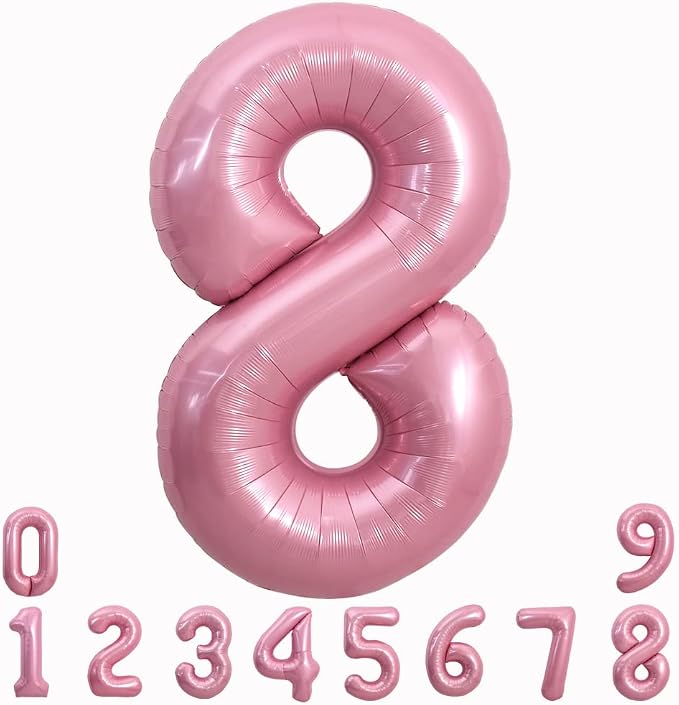 TONIFUL 40 Inch Pink Number 8 Balloons Large Foil 8th Birthday Decorations | by TONIFUL