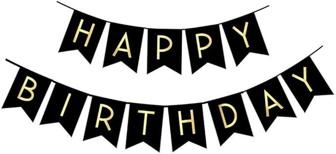 Fecedy Black Happy Birthday Bunting Banner by FECEDY
