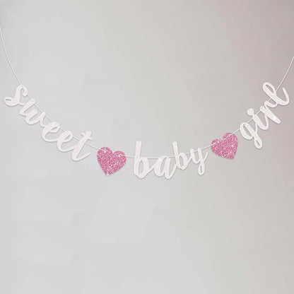 BEISHIDA Pre-Strung Glitter White Pink Girl Baby Banner Baby Shower Decor | NO by Beishida