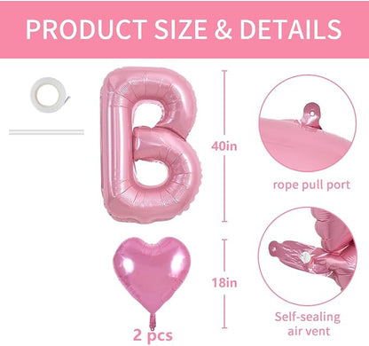 TONIFUL Light Pink Big HBD Letter Happy Birthday Balloons Banner 40 Inch Pastel - Image 2