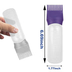 ELANE 4 Pcs Root Comb Applicator Bottle, 6oz, Hair Oil Applicator Bottle for Hair, Dye, Shampoos, Salons, Camping, Traveling (Purple+Grey+Red+Green)