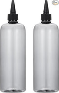 driew Applicator Bottles for Hair, 16.9oz Hair Squeeze Bottle for liquids Twist-On Top Tip Cap with Ratio Graduated Scale Color Applicator Bottle Dye Pack of 2 (16.9oz Clear Black)