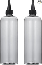 driew Applicator Bottles for Hair, 16.9oz Hair Squeeze Bottle for liquids Twist-On Top Tip Cap with Ratio Graduated Scale Color Applicator Bottle Dye Pack of 2 (16.9oz Clear Black)