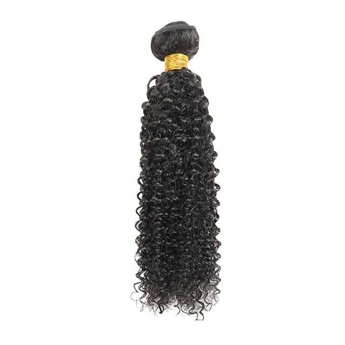 Bundles Human Hair Color 1B Kinky Curly Bundles Niegmeag Brazilian Virgin Remy Hair Single Bundle 12 Inch Double Weft Soft and Silky Natural Black Curly Bundle Hair Weave