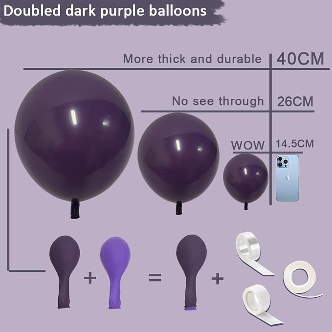 Dark Purple Balloons Double Stuffed Purple Balloon Garland Pastel Lavender - Image 3