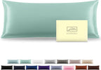 Silk Body Pillowcase Mulberry Silk Pillow Cases with Zipper Soft Breathable Smooth Cooling 20x54 inches Pillowcase for Sleep (Sage Green,20"X 54",1Pcs)