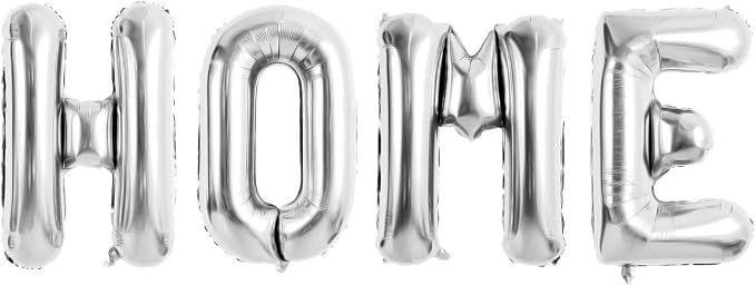 HOME Balloons Aluminum Mylar Foil Big Letter Balloon Silver | New Home Welcome by YUNSHANGMO