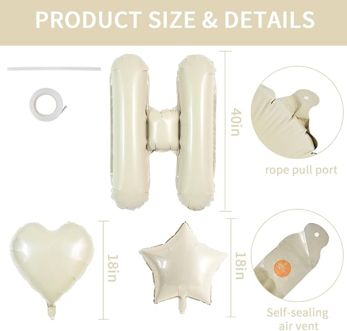 TONIFUL 40 Inch Cream White HOME Letter Balloon, Large Decoraction - Image 2