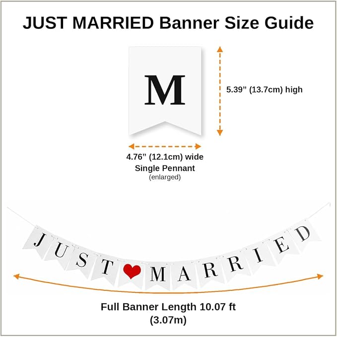 Just Married Banner Pre-strung Wedding Banner Bunting Photo Booth Props Garland - Image 3