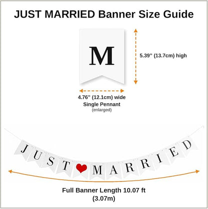 Just Married Banner Pre-strung Wedding Banner Bunting Photo Booth Props Garland - Image 3
