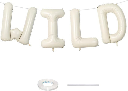 Beige WILD Balloons for Wild One Party Decorations, 40 Inch Cream White Sand by Lingqiang