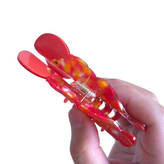 Cute Red Lobster Hair Clip,Funny Acetate Claw Clips for Women