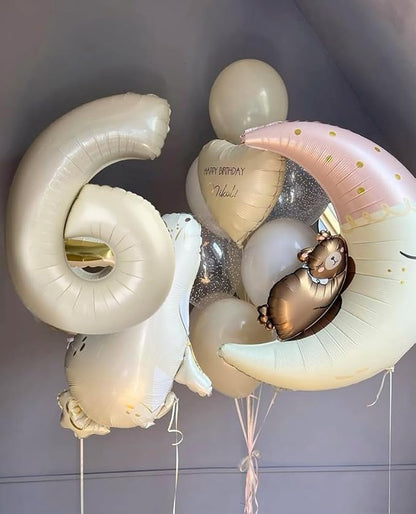 8 Balloon Numbers Birthday Decorations, 40In Cream Balloons - Image 4