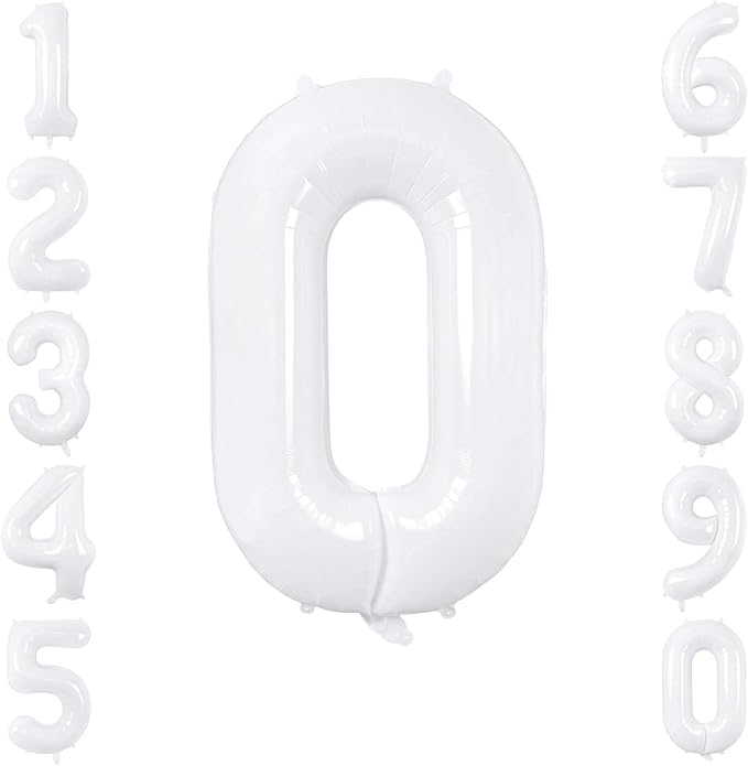 White Number 0 Balloon 40 Inch, Giant Matte White 0 Foil Balloon by Unknown