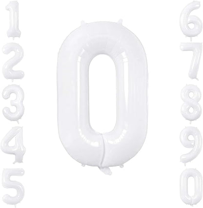 White Number 0 Balloon 40 Inch, Giant Matte White 0 Foil Balloon by Unknown