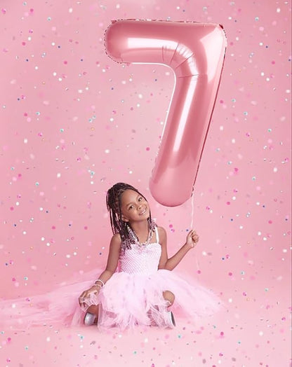 Number 7 Balloons 40 Inch for 7 17 Birthday Party Decorations, Pastel Pink | - Image 2