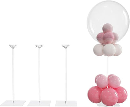 YALLOVE 4-Pack 15.75-Inch Clear Acrylic Balloon Centerpiece Stands | Tabletop by YALLOVEPARTYSUPPLIES
