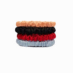 Suncdelv Silk,100% Silk Scrunchies for Hair,22 Momme Hair Ties for Anti-Crease & Breakage,Natural Women Hair Accessories，Fashion Hairbands 4PCS（Pink, black, red, blue）