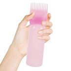 Root Comb Applicator Bottles Hair Color Bottle Applicator for Home Salon Pink Easy Squeeze Hair Dyeing and Oil Application