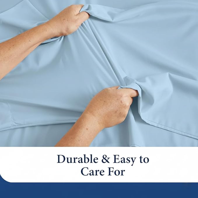 SKY BEDDINGS Queen Pillowcase Set of 2 - Soft Brushed Microfiber Pillow Cases with Envelope Clouser - Wrinkle-Free, Fade-Resistant Pillow Covers - 20 x 30 Inches, Light Blue