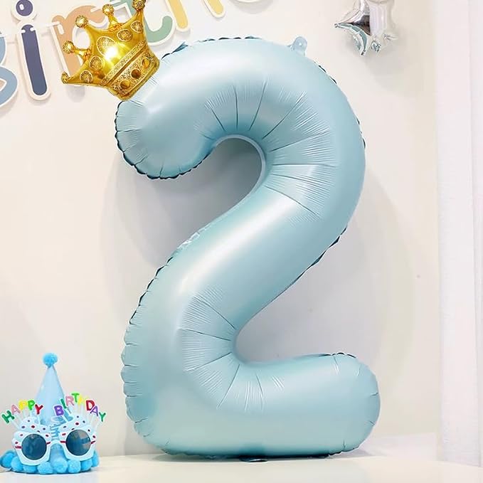LilyZheng Baby Blue Number 2 Foil Balloon Set, 40 Inch Number Balloon - Image 4