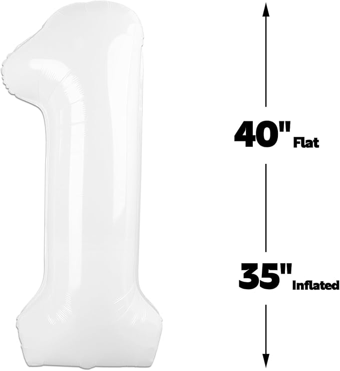White Number 1 Balloon 40 inch, Balloon numbers party supplies, deco photo shoot - Image 2