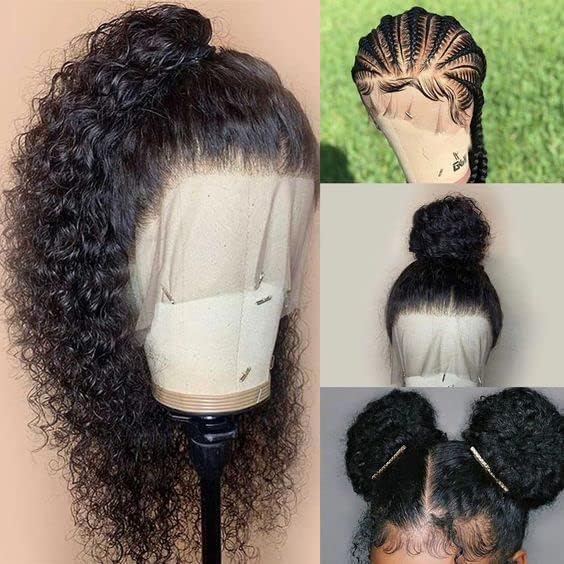 250% Density Deep Wave Human Hair Wig13x6 Mongolian Lace Front Deep Curly Lace Front Wigs Human Hair Pre Plucked Deep Wave Frontal wig For Black Women Full And Thick (22Inch, 13x6 Wig)