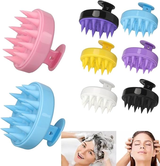 Silicone Scalp Massager for Hair Growth – Shampoo Brush for Shower, Dandruff & Dry Scalp Relief – Soft Silicone Hair Scrubber Black-Blue