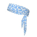 Boys Girls Sports Sweat Band, Multipurpose Long Head Ribbon for Sports Workout Spa, Fashion Light Blue Animal Cow Print Headdress Hand Decor