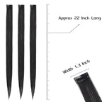 Black Hair Extensions Clip in for Kids Girls, 10 Pieces 22 Inch Long Straight Colored Streak Synthetic Accessories Hairpiece Clip ins, Play Party Highlights