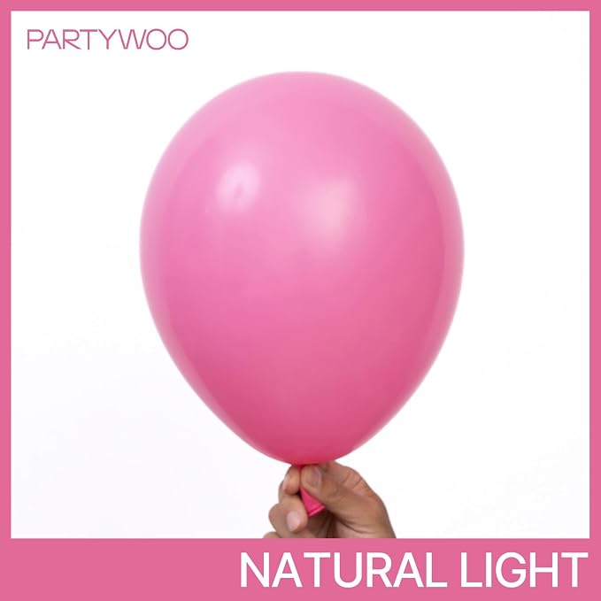 PartyWoo Hot Pink Balloons 140pcs Magenta Fuchsia Dark Pink Color | 18 12 10 5 - Image 2
