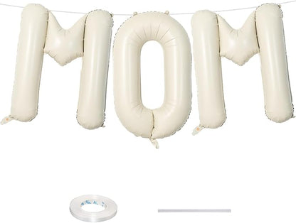 40 Inch Beige Mom Balloons for Mothers Day Decorations, Large Cream Mother's by Lingqiang