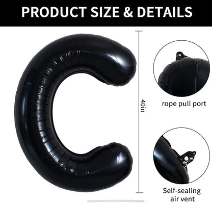 TONIFUL 40 Inch Large Black C Letter Balloon - Image 2