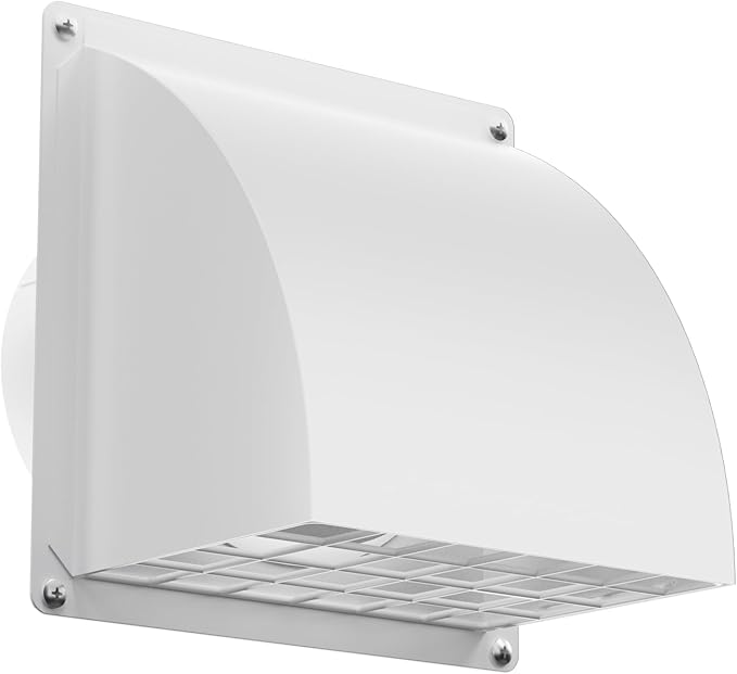 4 Inch Dryer Vent Cover Outside, HG Power Metal Exterior Vent Cover with Removable Screen & Cushioned Non-Return Flap, Air Wall Vent for House, Range Hood, AC, Opening Diameter: 3.81" White