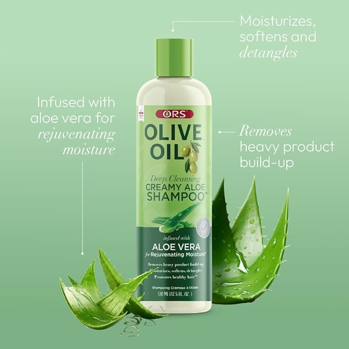 ORS Olive Oil Moisture Restore Creamy Aloe Shampoo Infused with Aleo Vera 12.5 Ounce (Pack of 2)
